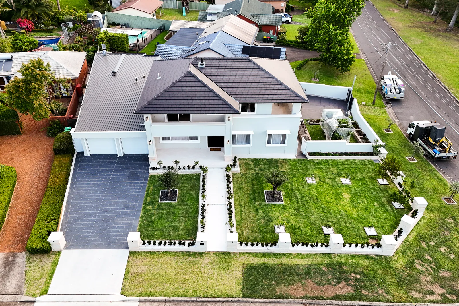Aerial, street frontage