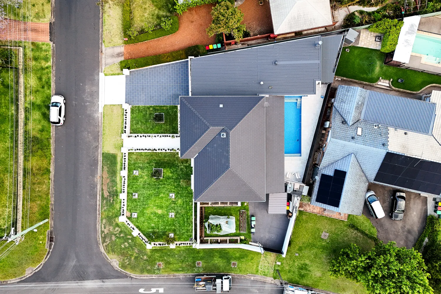Aerial, site and pool