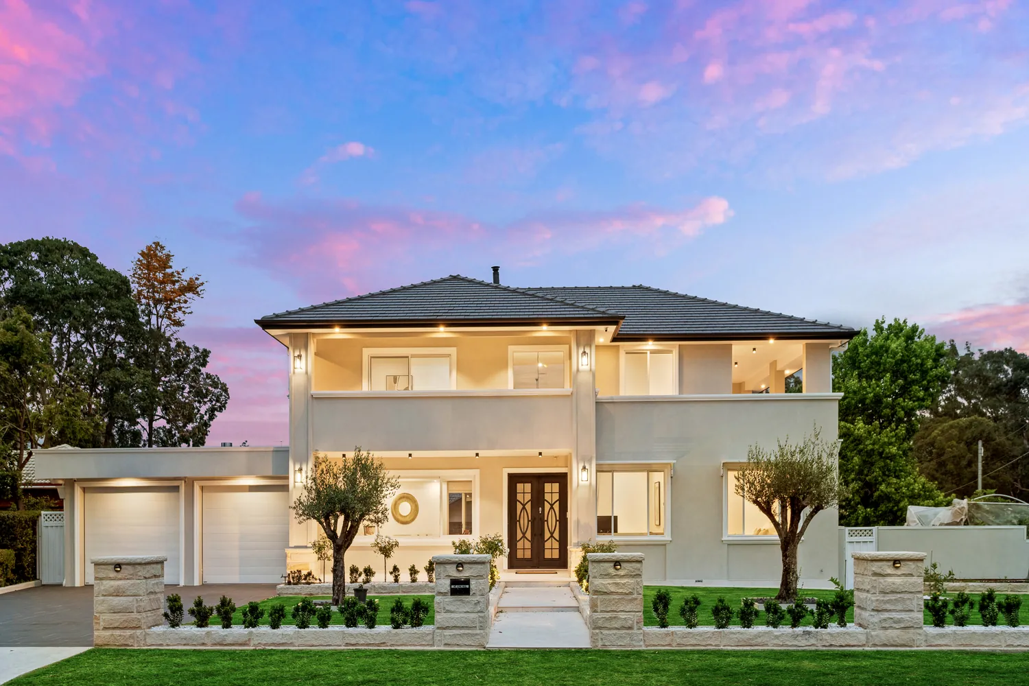 Street elevation at dusk