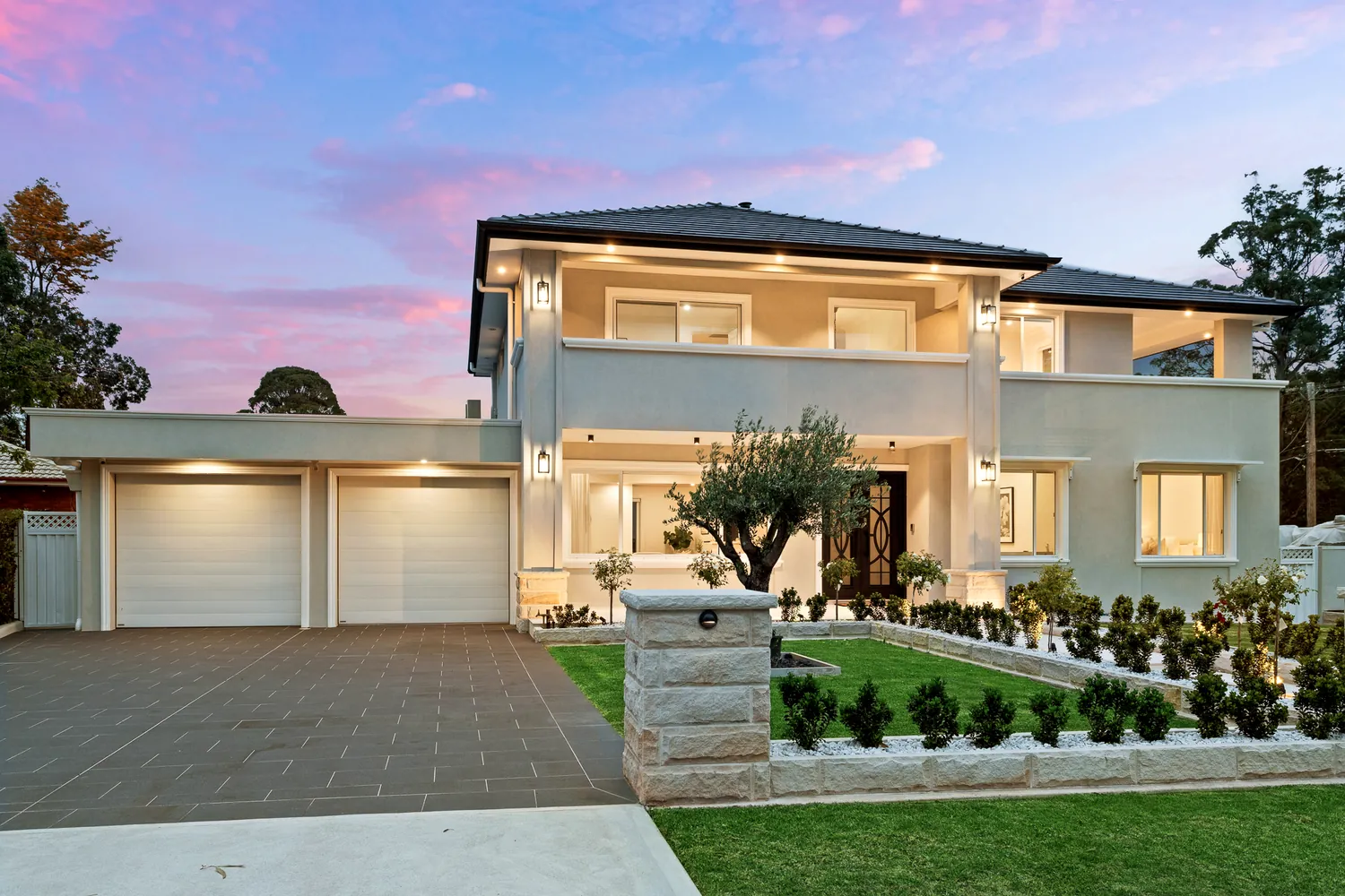 Front elevation and landscaping